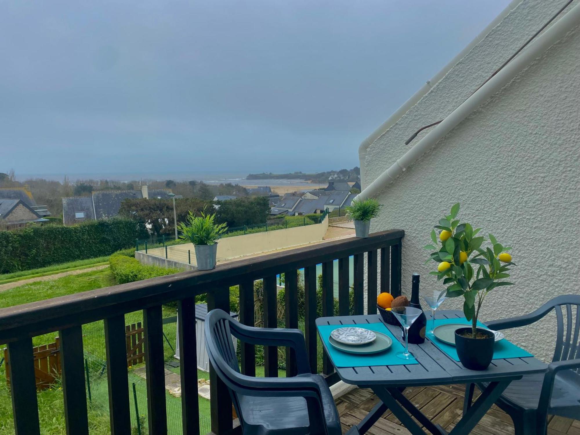 Studio Blue Horizon Vue Mer Guidel-Plage Exterior photo